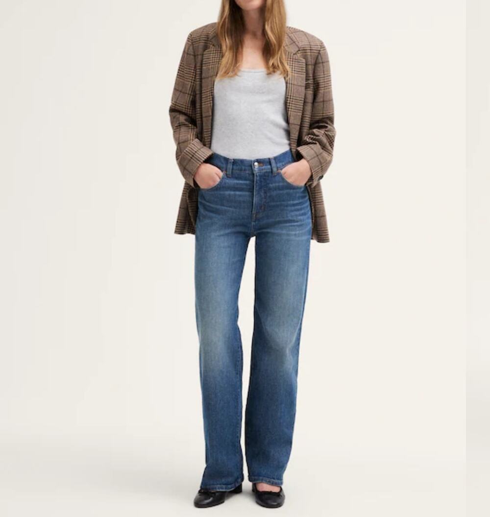 Madewell The Perfect Vintage Wide Leg Blue Jeans Size 33 Harvey Wash Minimalist